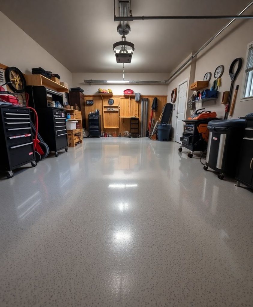 Epoxy Garage Floor Kyle, TX 2 Epoxy garage floor installation in modern residential home austin tx 816a