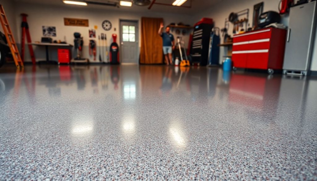 Epoxy Garage Floor Kyle, TX 1 Professional epoxy garage floor installation in modern home garage austin tx 9276