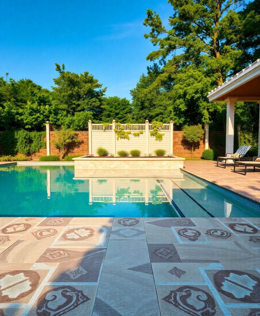 Pool Deck Overlay Austin, TX 2 Professional pool deck overlay in modern residential backyard austin tx 2911